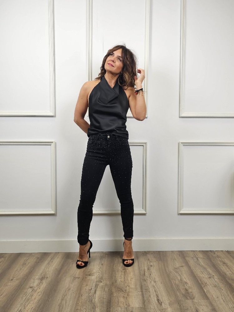 PANTALON SLIM STRASS