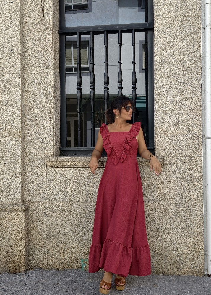 VESTIDO LARGO VOLANTES