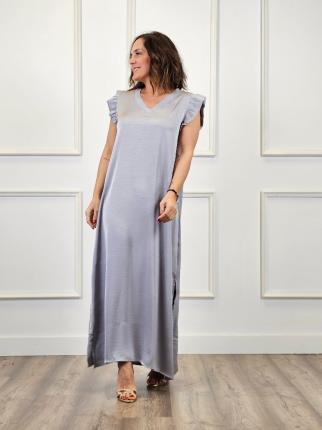 VESTIDO LARGO SATINADO - Ver os detalles do produto